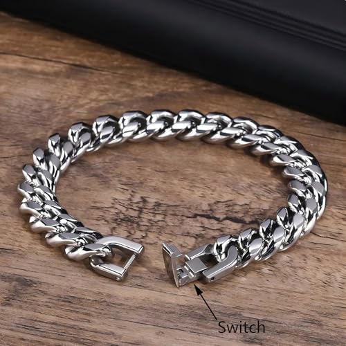 Cuban Link Bracelet for Men, 10mm Wide, Smooth Exquisite Casual Cuba Mens Cuff Jewelry Gift4