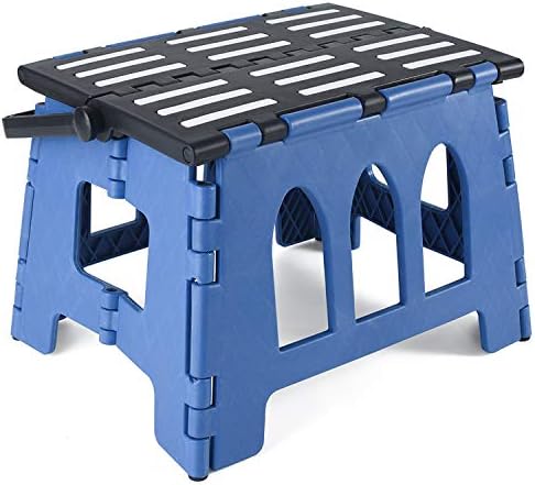 Acko Folding Step Stool for Kids,Portable Collapsible Plastic Step Stool,9 inch Foldable Step Stool for Kids,Non Slip Folding Stools for Kitchen Bathroom Bedroom (Blue and Black)