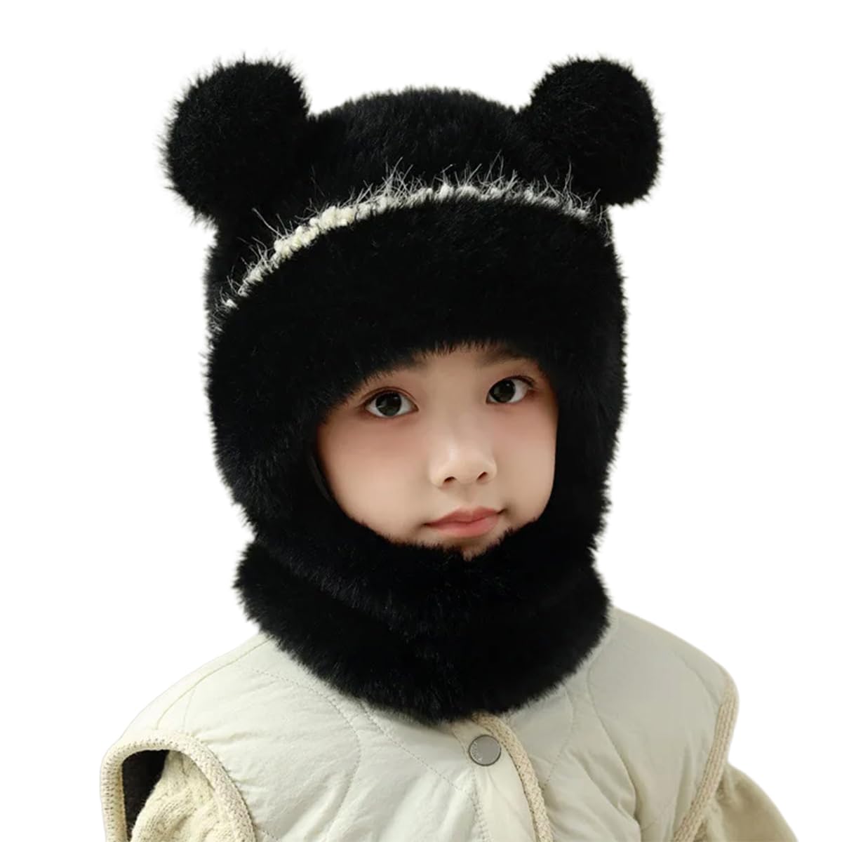 Gorro con pompón y bufanda, conjunto de gorro y bufanda de invierno para niños de 4 a 10 años