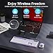 Wireless Keyboard and Mouse Combo, Soueto 2.4G Full-Sized Computer Keyboard with Phone Tablet Holder, 22 Multimedia Shortcuts, Numeric Keypad, 6 Button Silent Mouse for Windows, Mac (Purple-White)