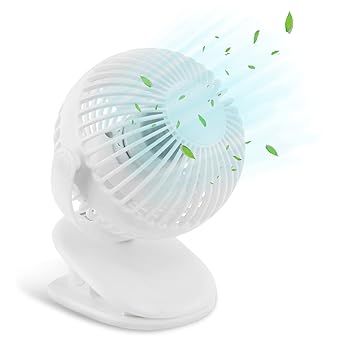 CHUNGHOP Desk Clip on Fan USB Powered Portable Fan 360?? Rotation Portable Desk Fan with 3 Speed for Office Bedroom Kitchen Outdoor Travel (White)