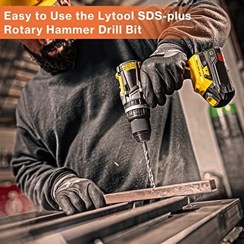 Lytool SDS Plus Hammer Drill Bit 10PCS (5mm~12mm), Cross Drill Bits, Concrete Drill Bit, for Granite, Walls, Ceramic Tile, Stone