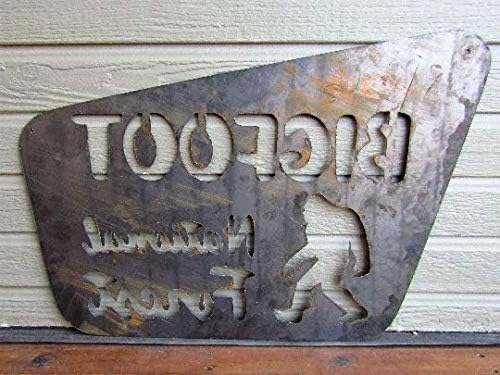 SLP Steel Metal Plasma Cut Bigfoot National Forest Sasquatch Yeti Sign Plaque, Silver, 18 tall x 26 wide x flat