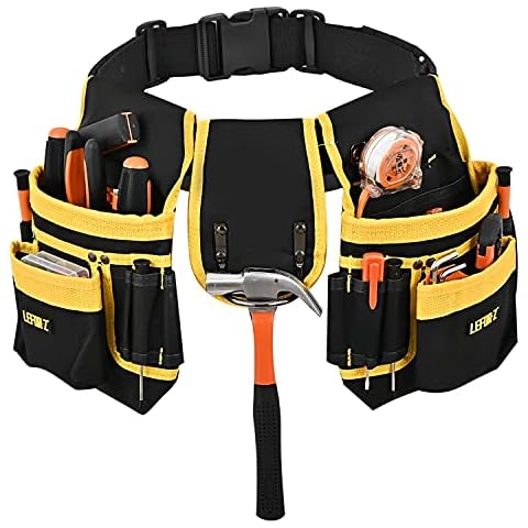 Tool Belt Tool Pouch with 26-Pockets ,Heavy Duty Tool Belts for men,Adjustable & DetachableTool storage Bag For Electrician,Carpenter,Construction, Work Apron,Work belts Cover