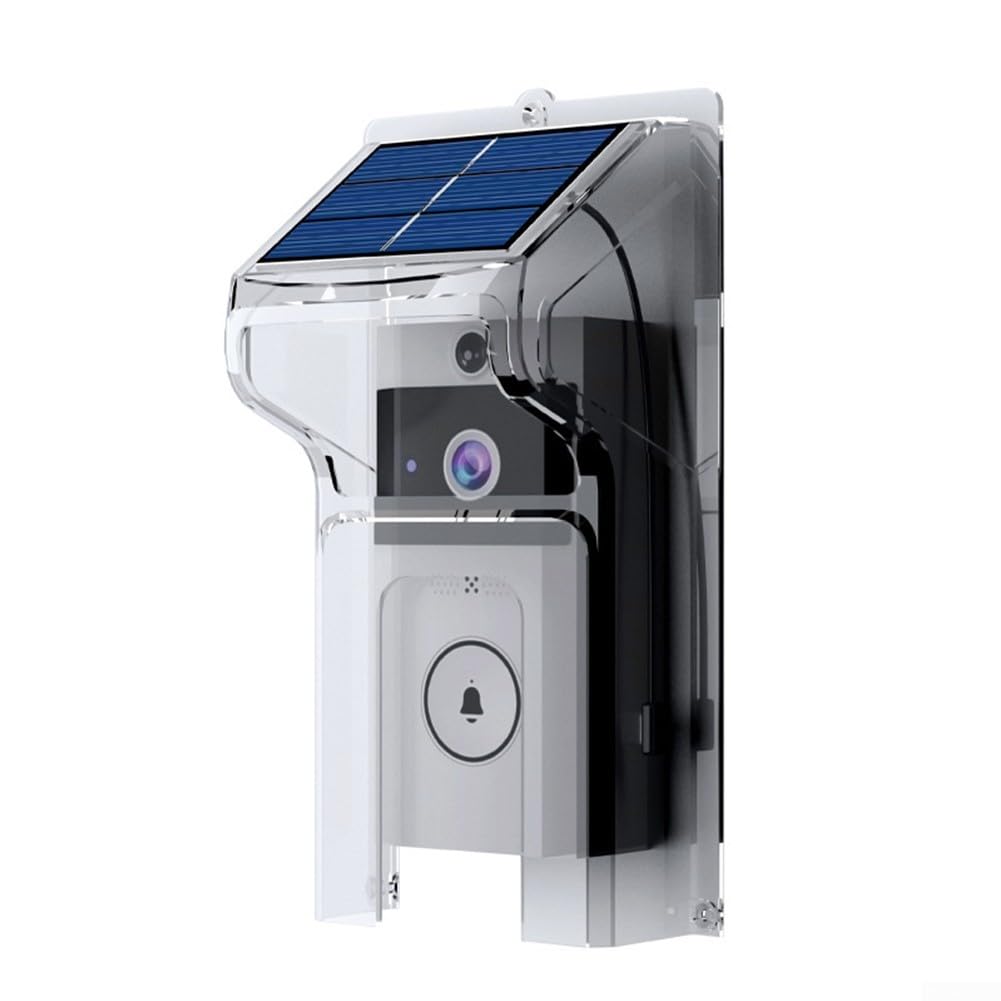 RANRAO Videocamera campanello con pannello solare, telecamera di sorveglianza citofono cambiante voce, copertura resistente alla pioggia