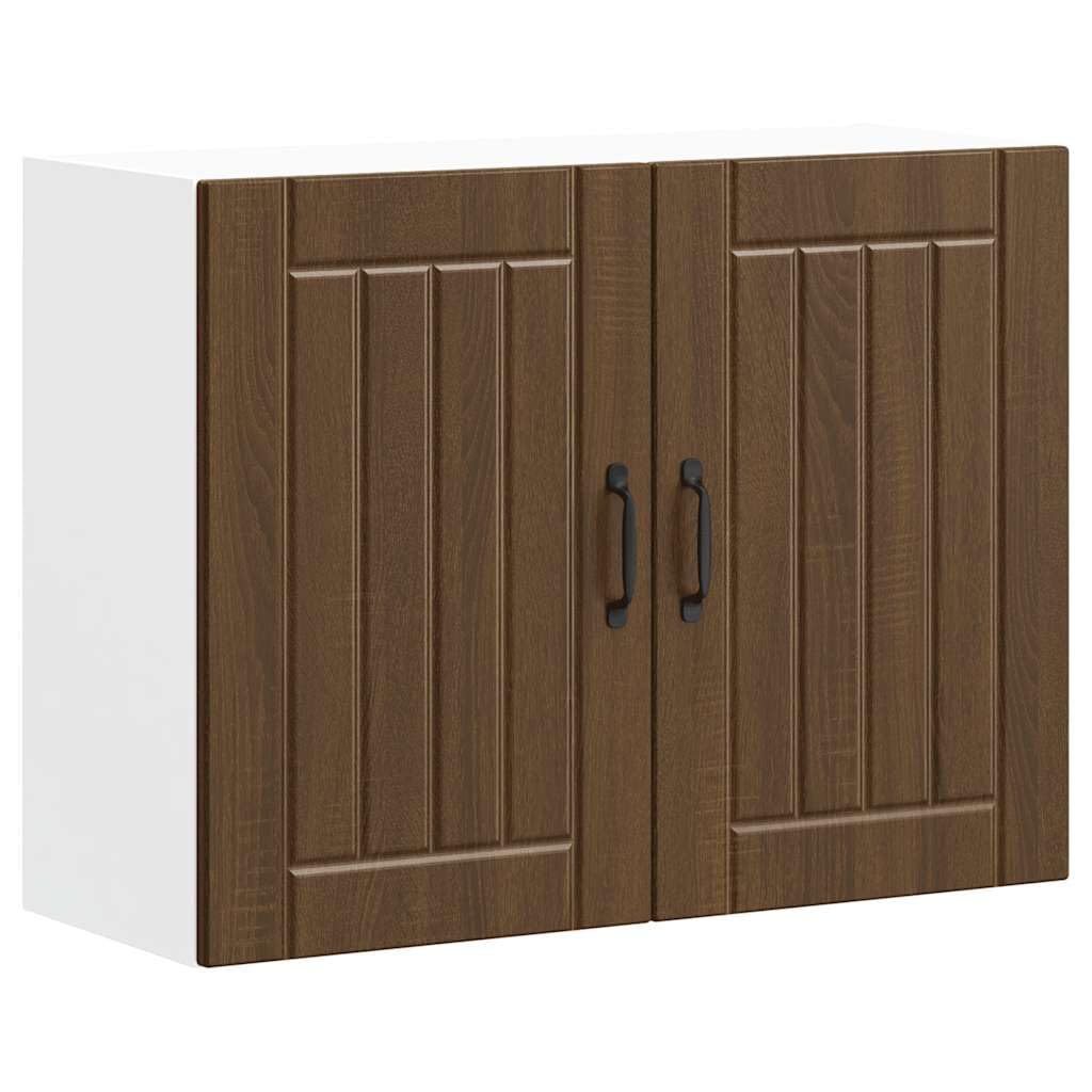 armario de pared de cocina Lucca, aspecto de roble marrón, material de madera, 80 x 31 x 60 cm, montaje en pared, mucho espacio de almacenamiento para porcelana, material duradero, fácil de