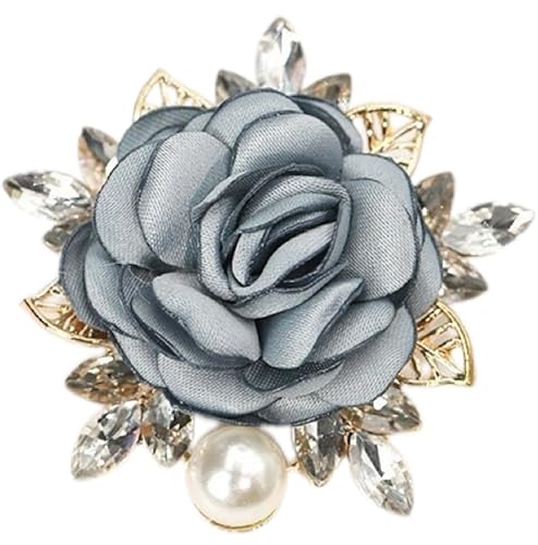 Image of Elegant Rose Flower Brooch Pin for Women Handmade Imitation Crystal Pearl Fabric Flower Lapel Pin Dress Suit Accessories for Wedding Party Gentleman's Essentials Bridal Jewelry Bridesmaid Gifts