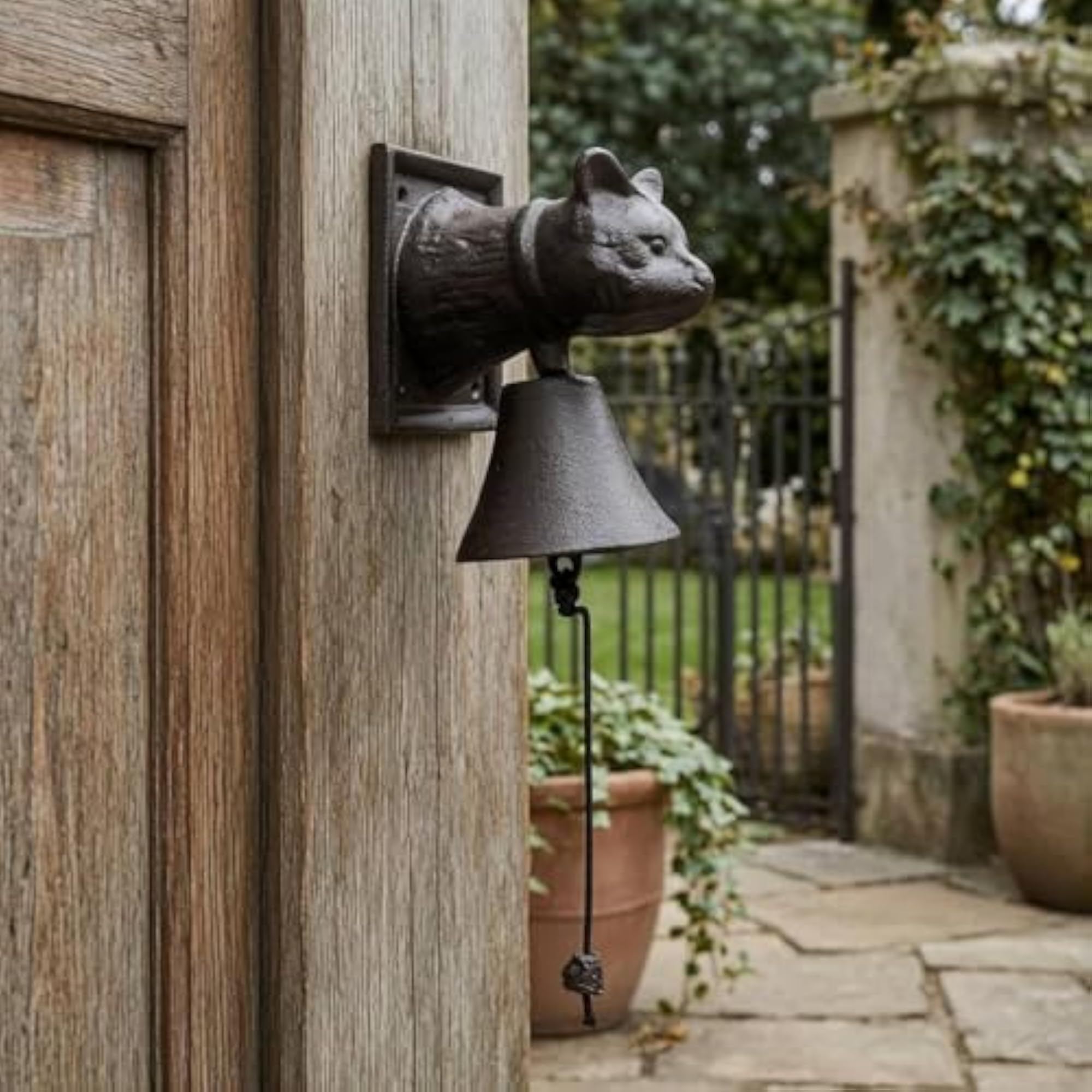 Pull Cord Cast Iron Bell Decorative Metal Bracket Rustic