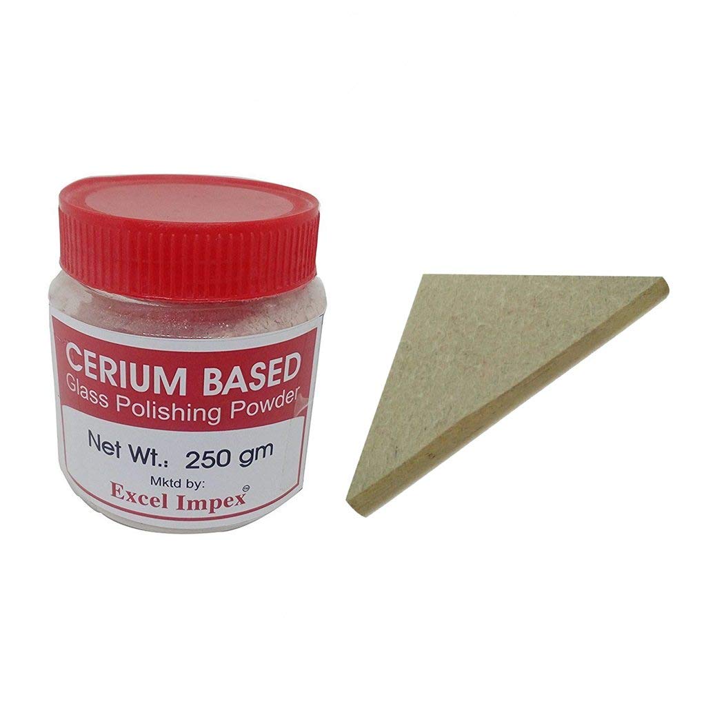 Excel Impex 250 gm Cerium Oxide based powder with wool felt combo For Removing Fine Scratches And Stubborn Dirts