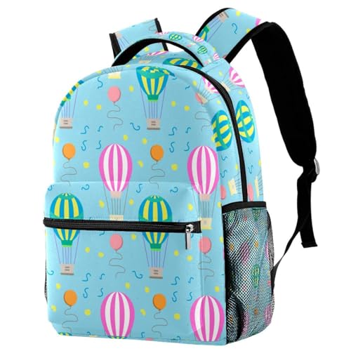 Sac à dos d'école léger et spacieux pour adolescents avec motif montgolfières