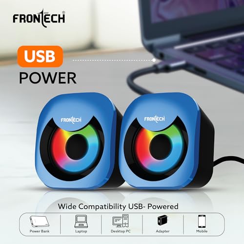 Image of FRONTECH 2.0 Multimedia Speakers | 8W Output | RGB Lighting | USB-Powered | 3.5mm AUX | 1-Year Warranty (SPK-0015)