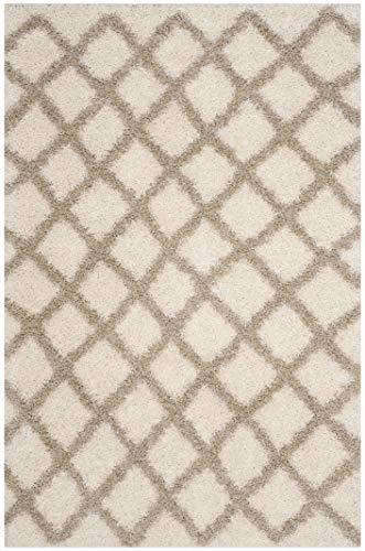 SAFAVIEH Zottelig Teppich für Wohnzimmer, Esszimmer, Schlafzimmer - Dallas Shag Collection, Hoher Flor, Elfenbein und Beige, 183 X 274 cm