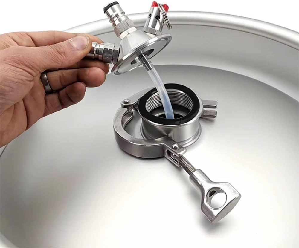 1set Commercial Keg Adaptor - Ball Lock Tapping Head to 2 Inch Tri-Clover with Pressure Relief Valve for Beer Brewing