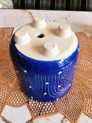 Image of Niyara Ceramic planters pots for Indoor Outdoor Home, Garden Office Decor Balcony Planters Gamla Flower Size Small 6 inches (Abstract Blue)