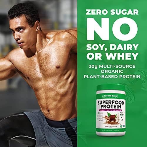 Superfood Protein, Plant-Based Protein Powder – Super Food Powder + Essential Greens – Organic, Vegan, Keto, Paleo, Low Calorie High Protein Powder, Non-Gmo, Gluten Free - 20 Servings, Rich Chocolate #TOP5