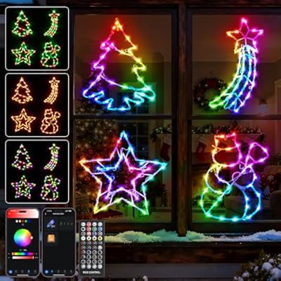 FANCILLUMA 4 Pack Smart Christmas Window Lights...