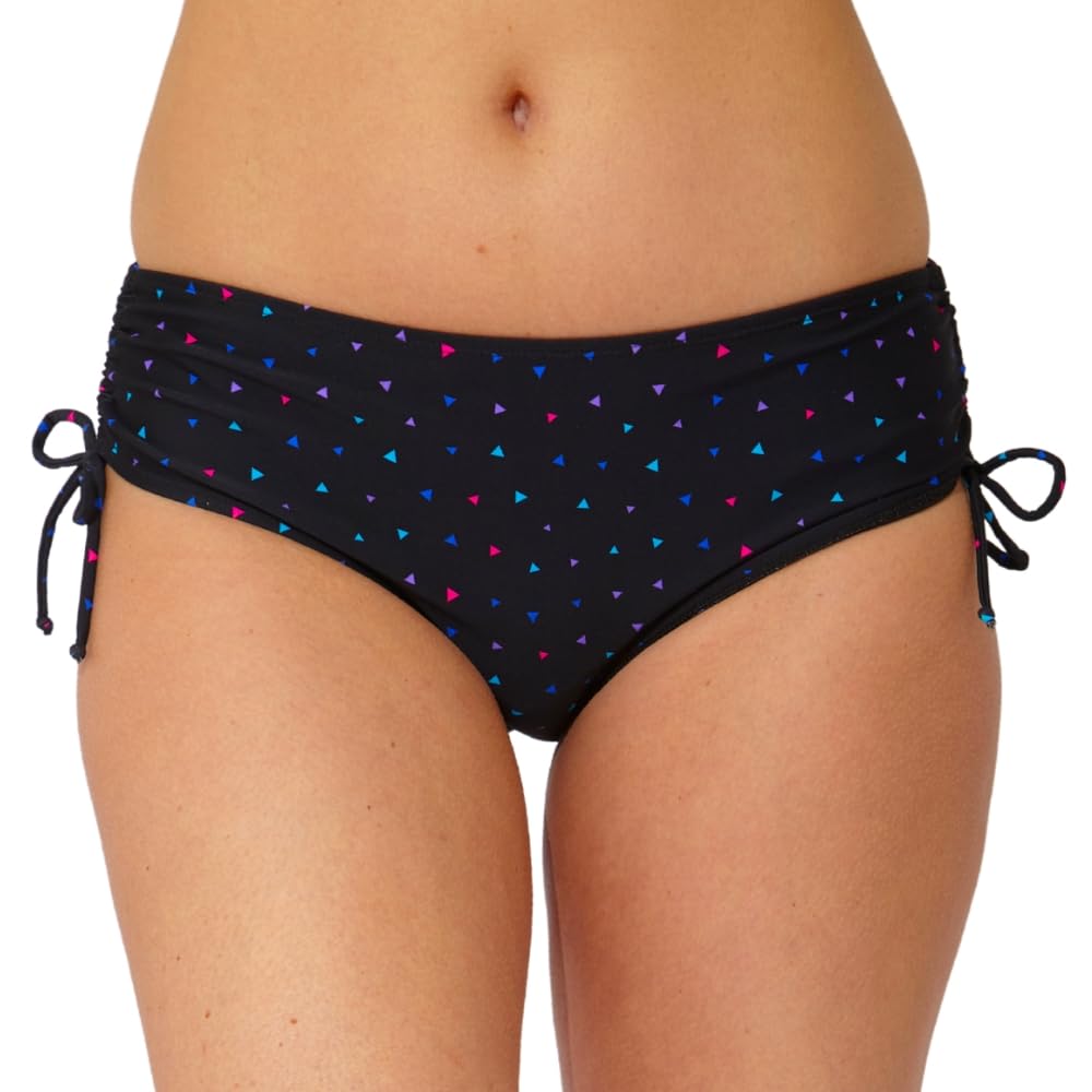 Scuba Ladies Swimwear Women's High Waist Ruched Bikini Briefs Swim Bottoms Mix & Match Plain UK Seller - Geo Print - Size 16