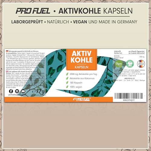Aktivkohle Kapseln 540x - optimal hochdosiert mit 2000 mg pro Tag - Aktivkohle aus Kokosnuss als Alternative zu Kohletabletten - laborgeprüft mit Zertifikat - Vorrat für 90 Tage