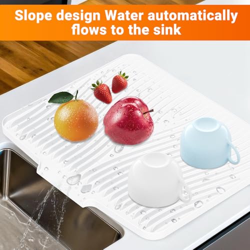 Alfombrilla de secado de platos de silicona para encimera de cocina con almohadilla de drenaje 5