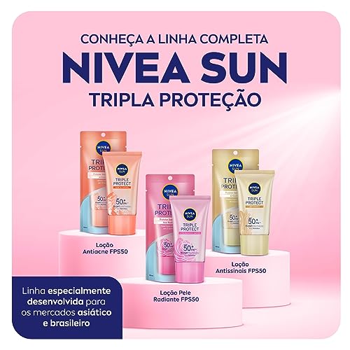 NIVEA SUN Protetor Solar Facial Tripla Proteção Loção Pele Radiante FPS 50 40ml - Com fórmula ultral