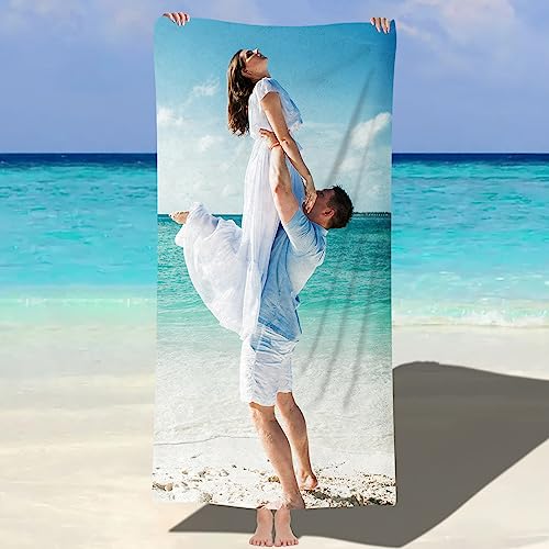 NIBESSER Telo Mare Personalizzato con Foto Telo Mare Microfibra Leggero 76x152 cm Asciugamano Mare Antisabbia ad Asciugatura Rapida Asciugamano da Spiaggia Morbido Confortevole, 1 Foto