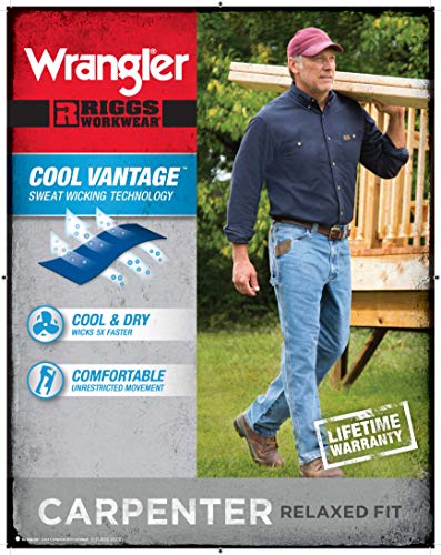 Wrangler Riggs Workwear Men's Cool Vantage Carpenter Jean, dark stone, 32x32