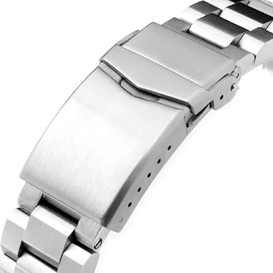 MiLTAT 22mm Hexad Watch Band compatible with Seiko King Samurai SRPE33 SRPE37 SRPF79 V-Clasp Brushed