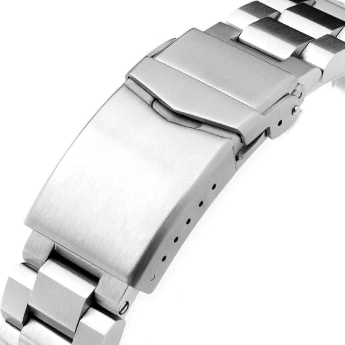 MiLTAT 22mm Hexad Watch Band compatible with Seiko King Samurai SRPE33 SRPE37 SRPF79 V-Clasp Brushed