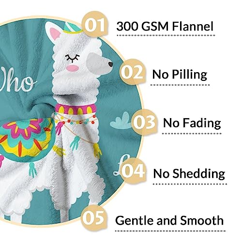 Blanket for Girl Women - 60x80 Inches Cute Llama Throw Gifts- Teal Soft Fuzzy Blankets for Bed, Couch & Living Room