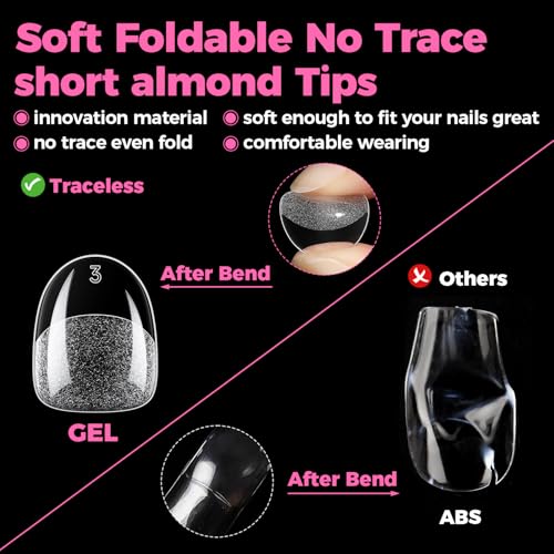 Image of UNA GELLA Extra Short Oval Round Nail Tips 312pcs Short Oval Gel Nail Tips