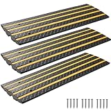 VEVOR Car Driveway Rubber Curb Ramp, 33069 lbs Load Capacity, 2.6 inch Rise Curbside Bridge Ramp with Yellow Reflective Strips, Suitable for Loading Dock, Warehouse, Garage, Sidewalk (3 Pack)