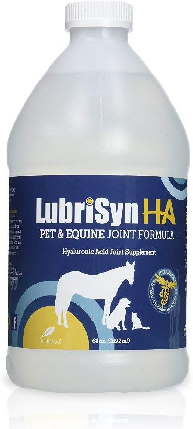 LubriSynHA Hyaluronic Acid Hip & Joint Care Supplement for Dogs, Cats & Horses – Liquid Oral HA for Pets – Joint Support Supplement Promotes Mobility, Flexibility, Cartilage Health & Comfort – 64oz
