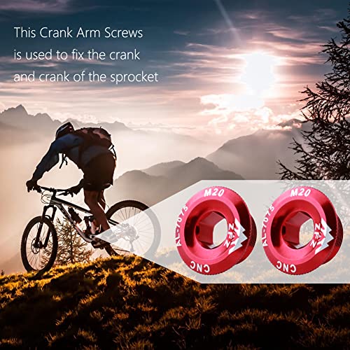 Seonfook 2Pcs M20 Bicycle Crankset Cover Screws Nuts Aluminum Alloy Crank Screw Crank Cover Screw Cap Mtb Bike Crank Arm Fixing Bolt (Red) #TOP6