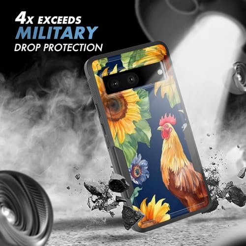 Vobber for Pixel 8a Case,Heavy Duty Dual Layer Hybrid Hard PC Soft Rubber Shockproof Protective Rugged Bumper Case for Google Pixel 8a 6.1 Inch 2024,Chicken Sunflower - image 6