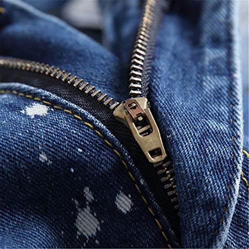 Andongnywell Ripped Distressed Destroyed Slim Denim Jean Men's Biker Zipper Washed Straight Fit Jeans Slim Pants4