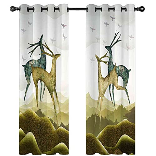 Rideaux occultants 140x polyester isolant phonique animaux de la forêt 3D