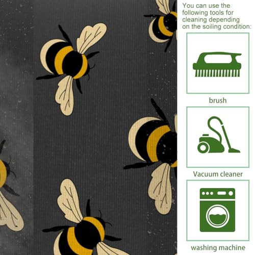 Pack de 2 alfombrillas de cocina con diseño de abejorro gris, lavables y absorbentes 5