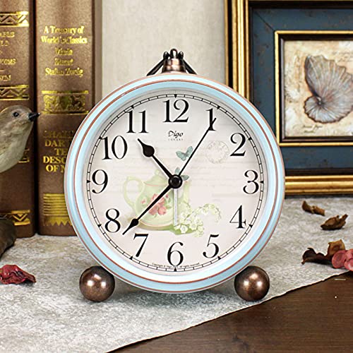 image for Maxspace 5.2in Desk Clock, Retro Silent Analog Clock Non-Ticking & Bat