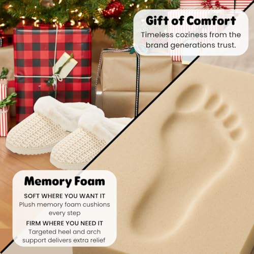 Image of Dearfoams Women's Memory Foam Cozy Soft House Slippers Gifts for Women Hannah Knit Clog House Shoes