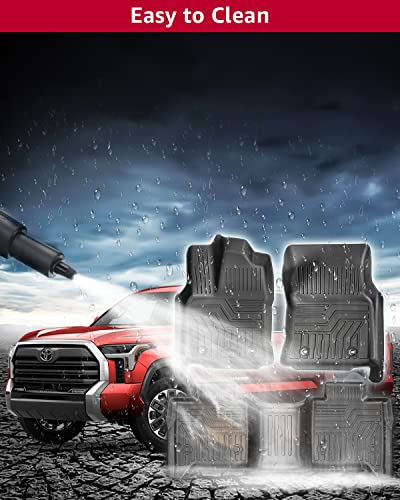 Refiteco Floor Mats Compatible With Toyota Tundra 2022 2023 Crewmax Interior Accessories Front & 2Nd Row Liner All-Weather Guard Seat Floor Protection #TOP5