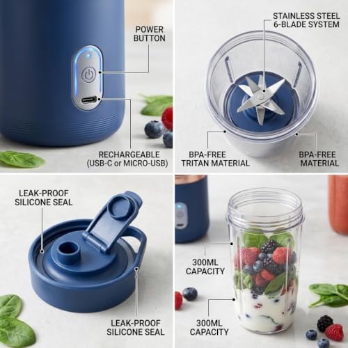 K K KAATH KOH LIFESTYLE Rechargeable Mini Blender Bottle, 1 Pieces - Image 7