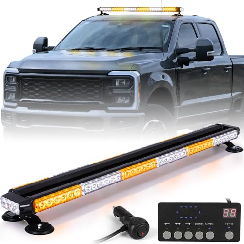 LINKITOM Amber/White Strobe Light Bar w/Controller- 37.5" 78 LED Magnetic Warning Beacon for Trucks Construction Vehicles& Snow Plows by LINKITOM - Used condition - US$84.22