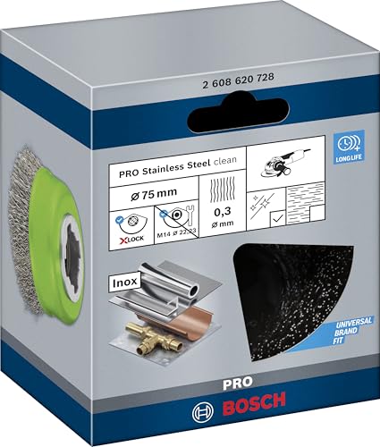 Bosch Brosse boisseau en acier inoxydable X LOCK 75 fils ondulés 75 mm 0 3 mm 2608620728 - vue 3