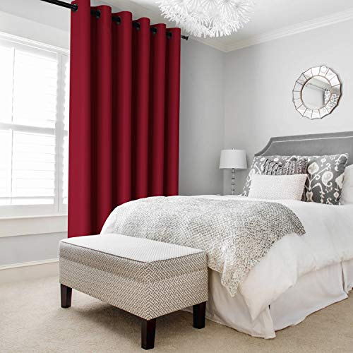 Image of DWCN Total Privacy Room Divider Blackout Curtain - Thermal Curtains for Patio Door, Living Room, Bedroom Partition and Shared Office Space, 1 Grommet Curtain Panel, 8.3ft Wide x 7ft Tall, Burgundy