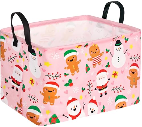 Image of Rectangular Christmas Basket Storage Bin Collapsible Nursery Hamper Book Shelf Basket Xmas Party Box