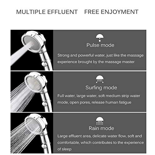Pomme de douche économie d'eau contre le manque de pression avec commande d'arrêt intégrée