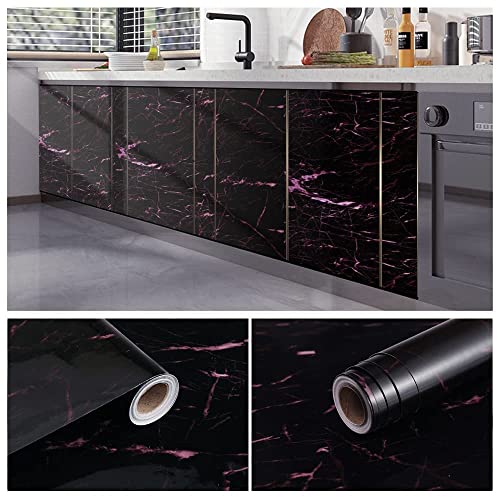 Unihome Black Marble Kitchen Wallpaper15.74 X78.74 Black Contact Paper Self Adhesive Removable Vinyl Peel And Stick Wallpaper For Kitchen,Countertop Cabinet Bathroom Furniture Decoration #TOP2