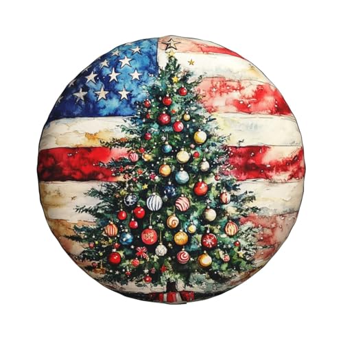 Image of Christmas Tree Spare Tire Cover Winter Weatherproof Universal Wheel Protectors Christmas New Year Wheel Covers for Rv Camper Travel Trailer SUV Truck 14 Inch Holiday Xmas Decor