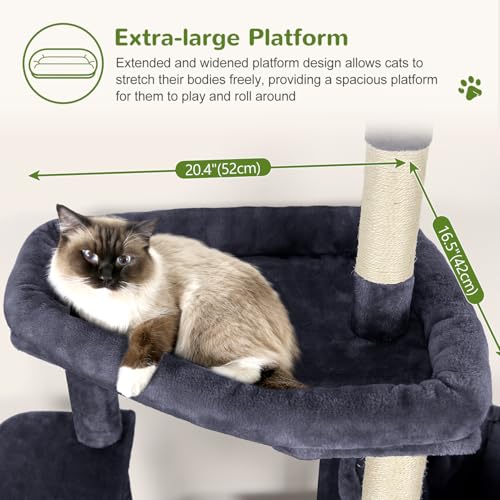 Image of Globlazer Sturdy Cat Tree for Indoor Cats 20 lbs, S68, Dark Grey