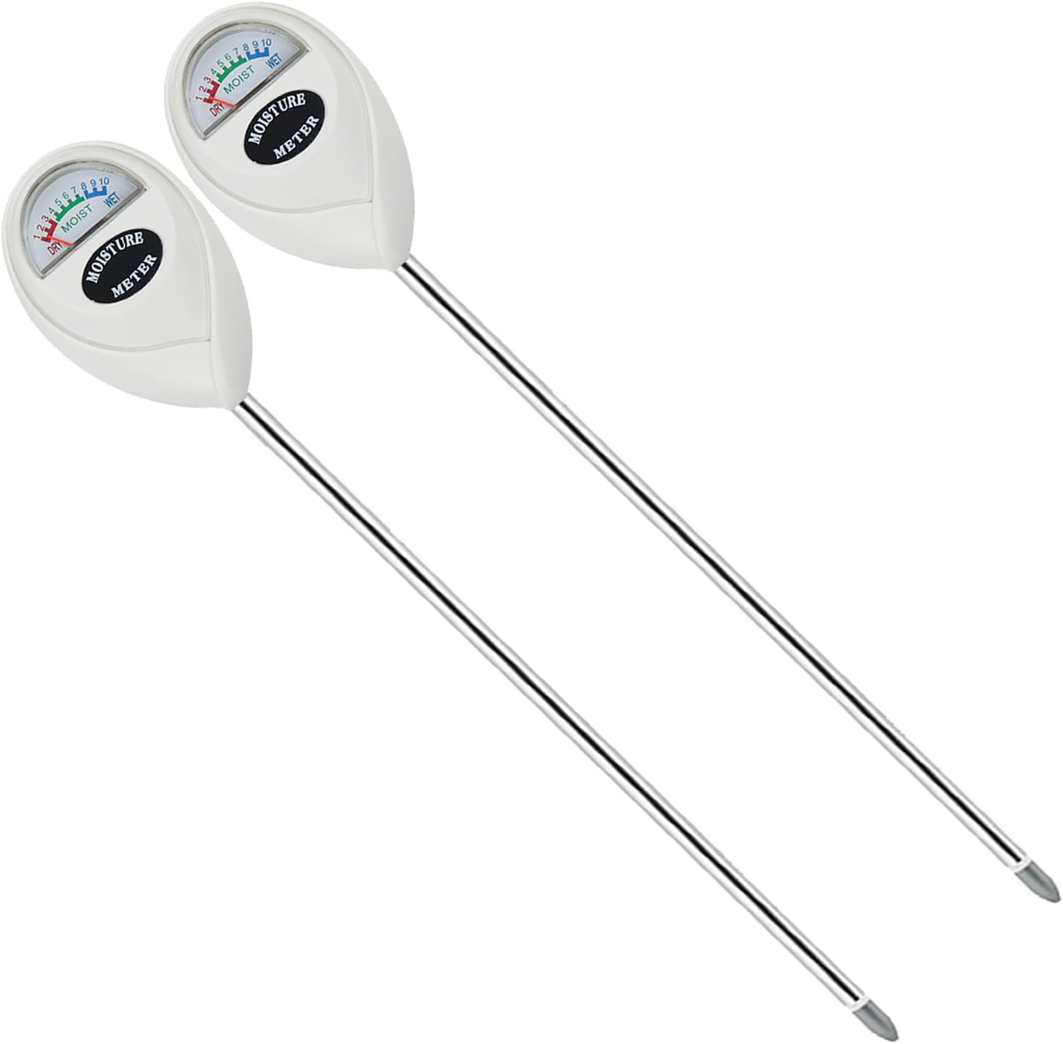 Censinda Soil Moisture Meter, 2 Pack Long Probe Soil Moisture Monitor for House Plants, Soil Hygrometer Moisture Sensor for Indoor & Outdoor, Garden, Farm, Lawn Plant Care, No Battery Needed(White)